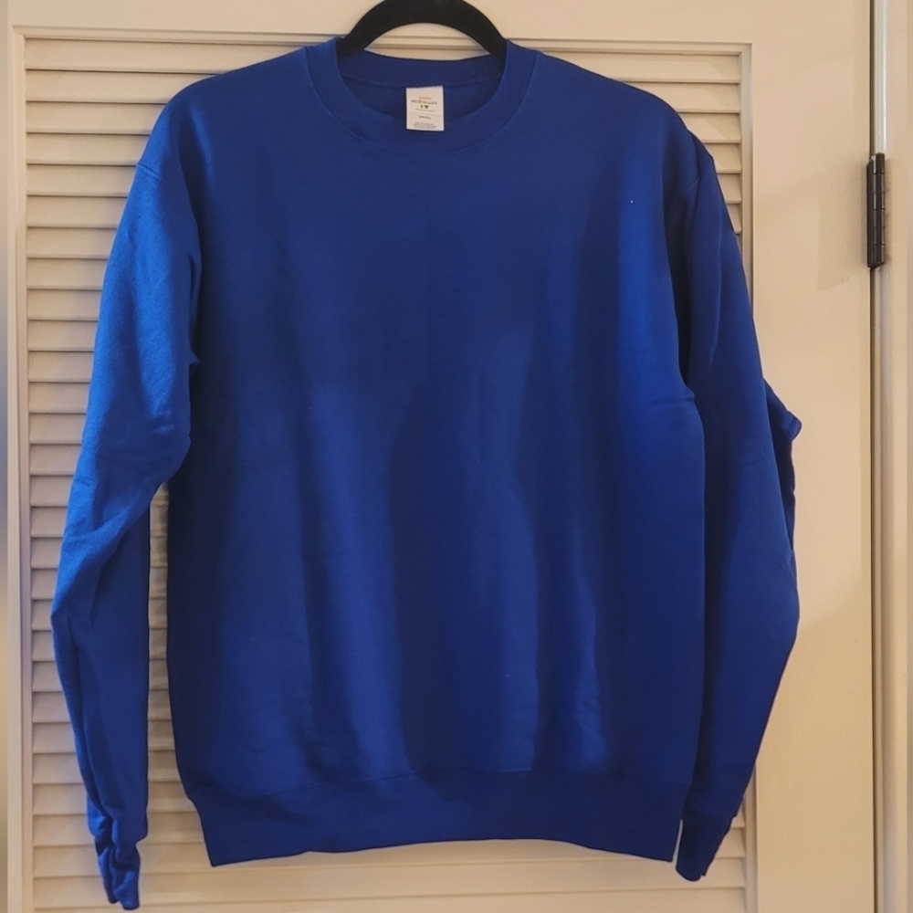 Hanes - (NWOT) Unisex Royal Blue Crewneck Sweatshirt Blank Fleece Pullover